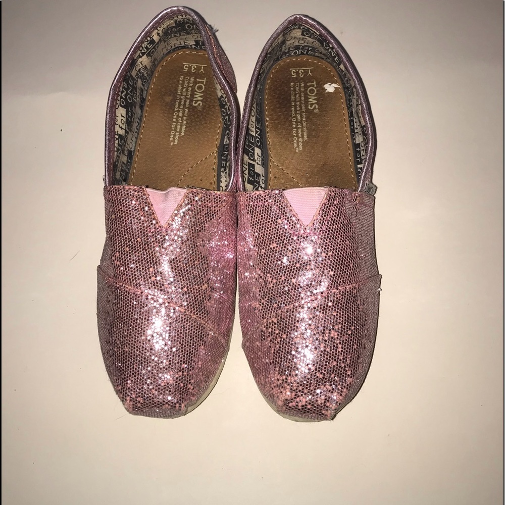 Toms pink glitter girls sz 3.5